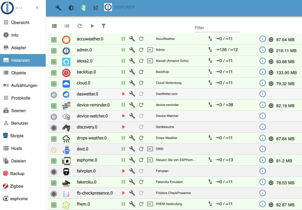 SmartHome Aufbau meine Adapter