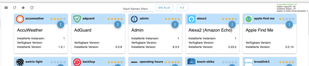 iobroker Adapterliste